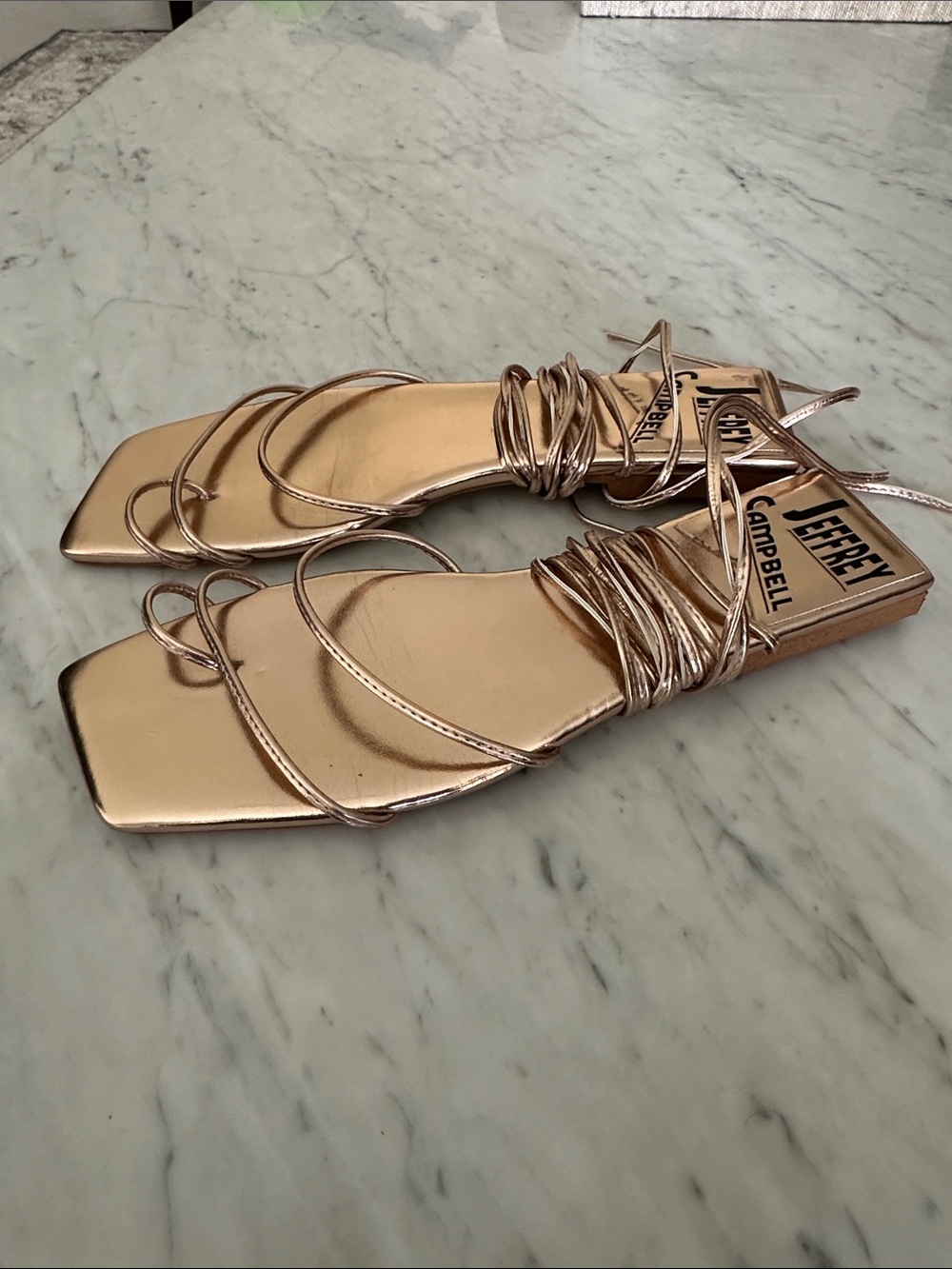 Jeffrey Campbell Prima Metallic Rose Strappy Sandals